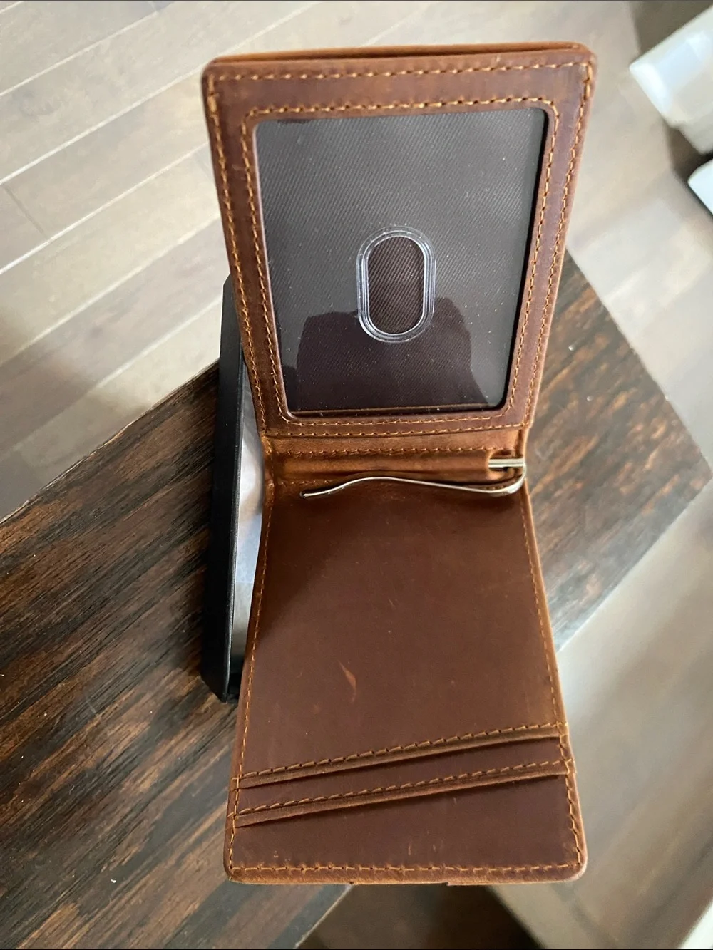 Leather Wallet with Air Tag compartment
